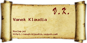 Vanek Klaudia névjegykártya